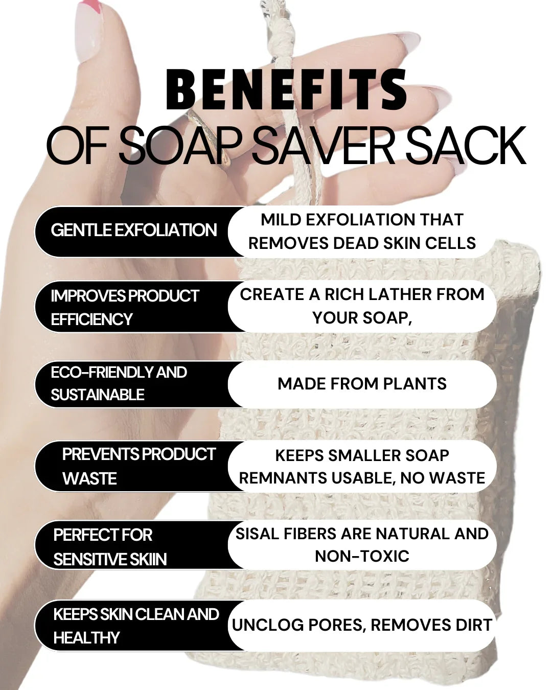 Natural Soap Sack- Eco-Friendly Exfoliating Soap Saver Bag - Blakely Bath & Co
