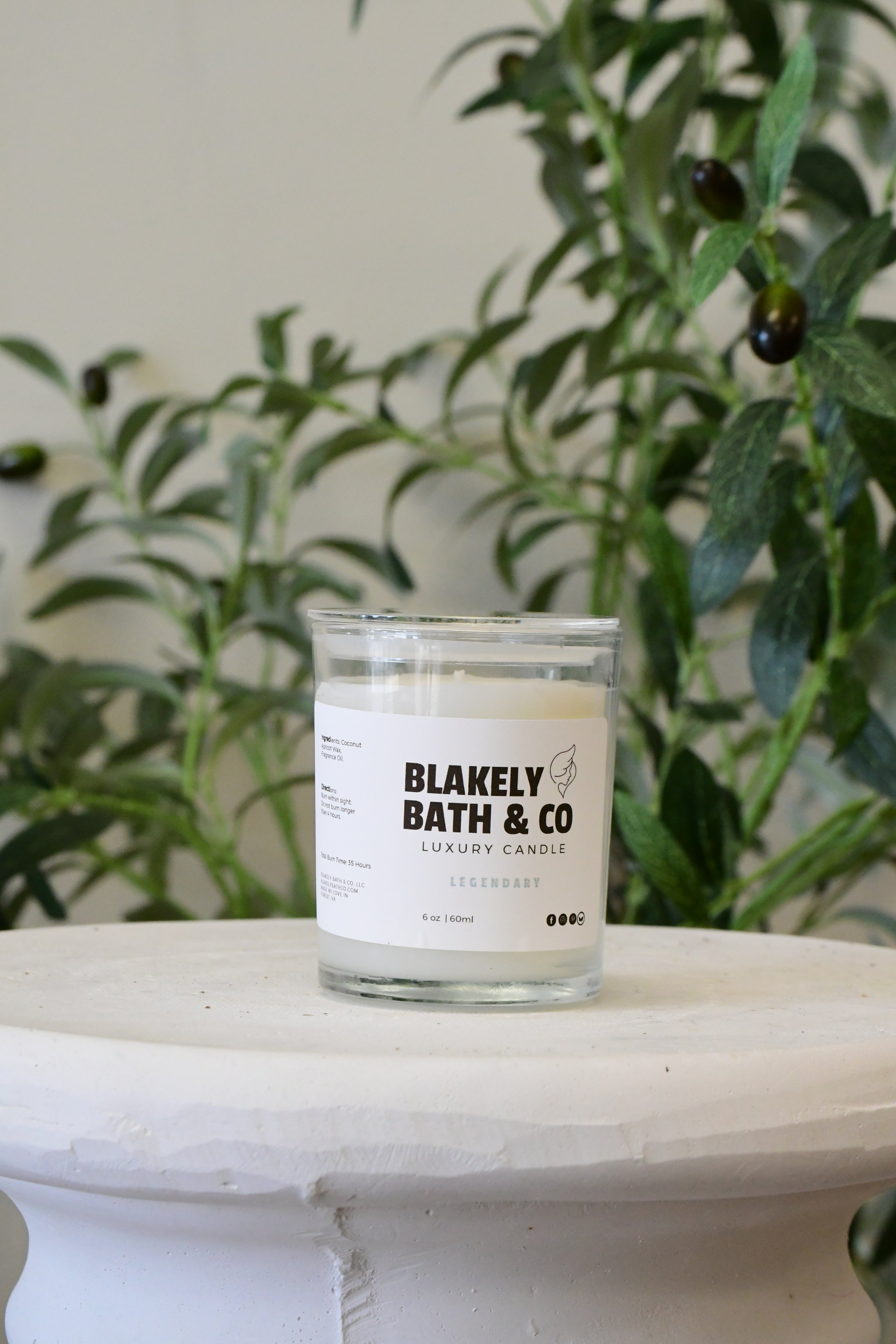 Natural Candle Apricot Wax Blakely Bath & Co Legendary Scent 