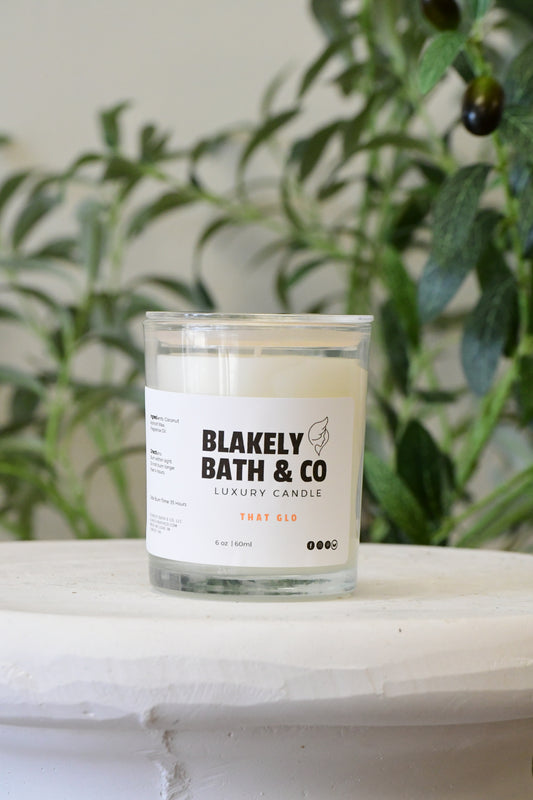 Natural Candle Apricot Wax Blakely Bath & Co That Glo Scent 