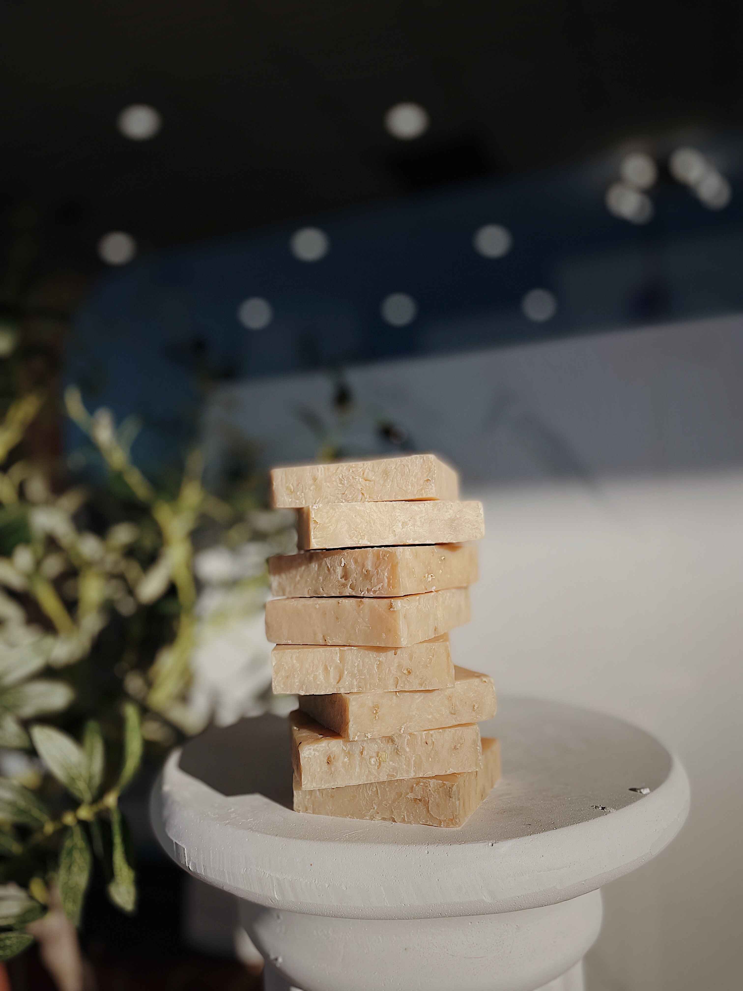 Stack of Blakely Bath & Co Goat Milk Soap Bars, showcasing the creamy, moisturizing soap made with nourishing goat milk for soft, hydrated skin
