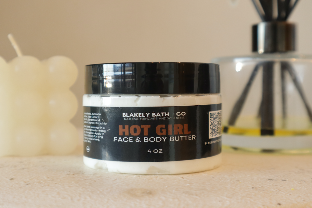 Hot Girl Whipped Body Butter by Blakely Bath & Co – a rich, hydrating body butter infused with shea butter, mango butter, and nourishing oils, featuring a sultry scent of salted caramel, vanilla, sandalwood, and pistachio for soft, glowing skin- Blakely Bath & Co