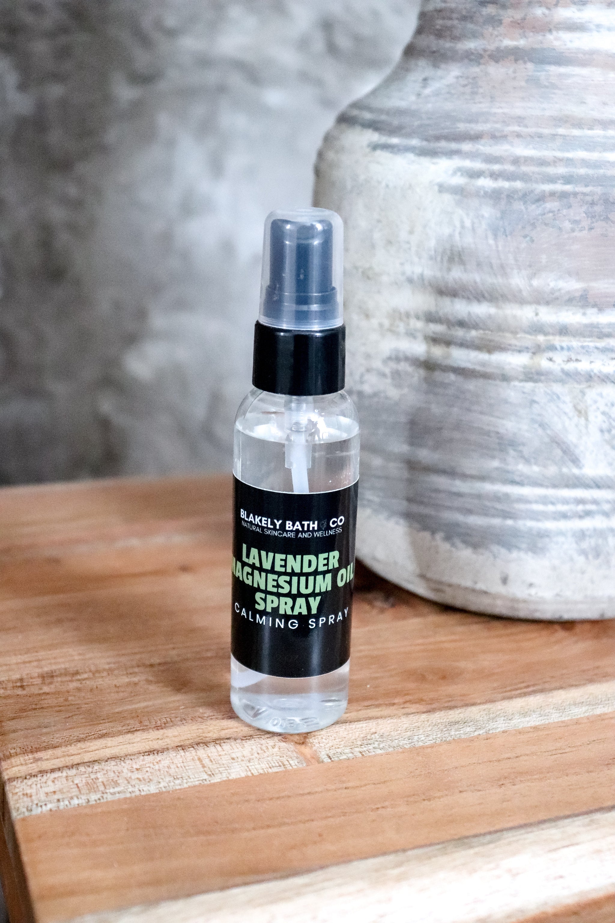 Lavender Magnesium Oil Spray by Blakely Bath & Co, designed to relax muscles, relieve stress, and promote better sleep with the calming scent of lavender and magnesium benefits