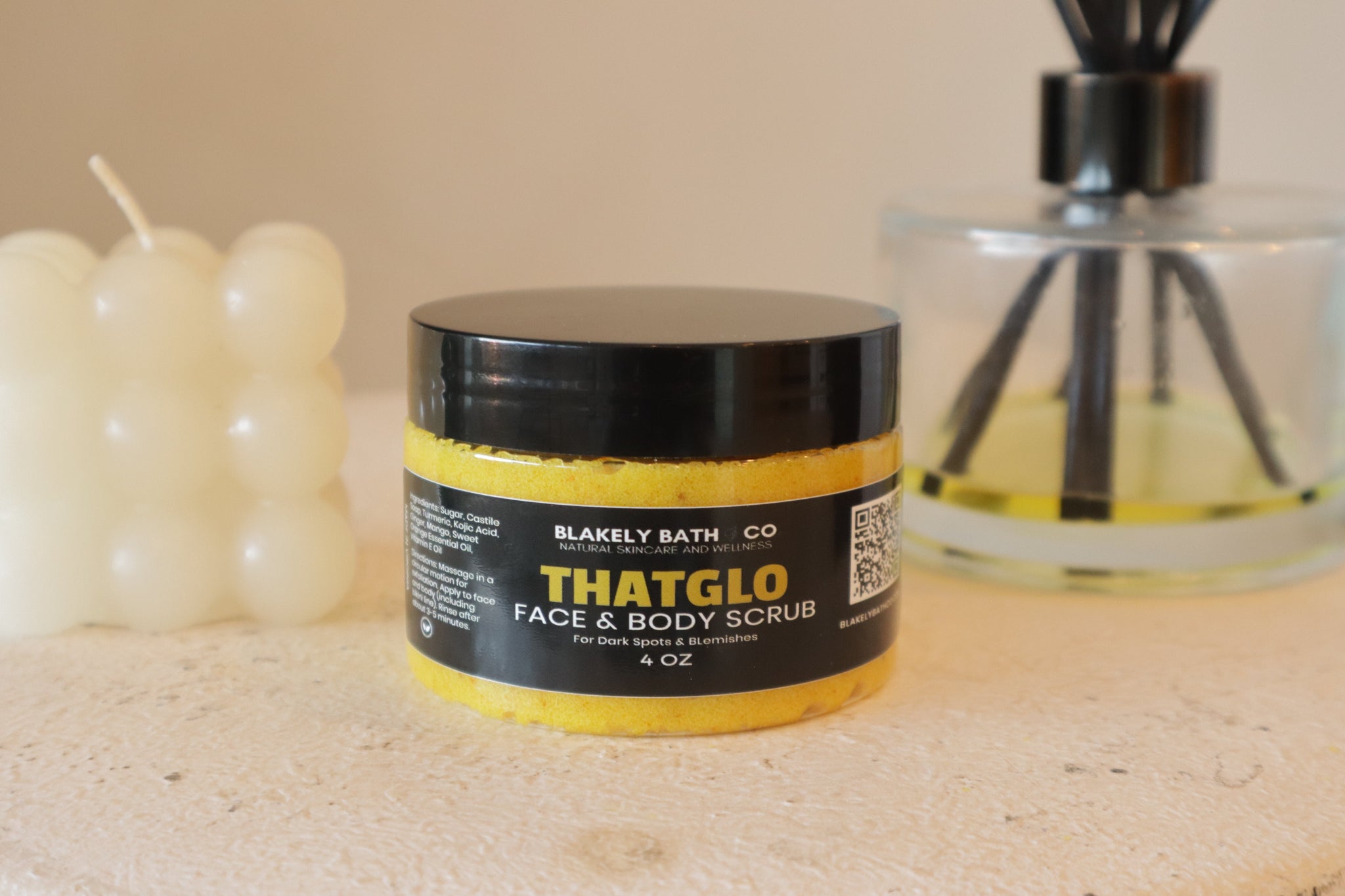 ThatGlo turmeric brightening face and body scrub – natural exfoliating skincare for glowing skin