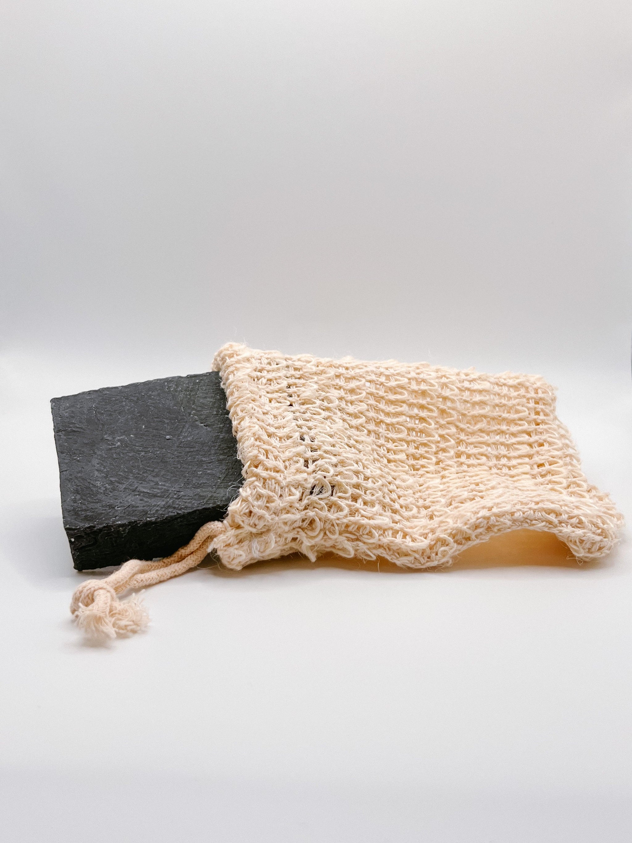 Natural Sisal Soap Saver Bag by Blakely Bath & Co, made from eco-friendly sisal to extend the life of your soap, gently exfoliate skin, and create a luxurious lather